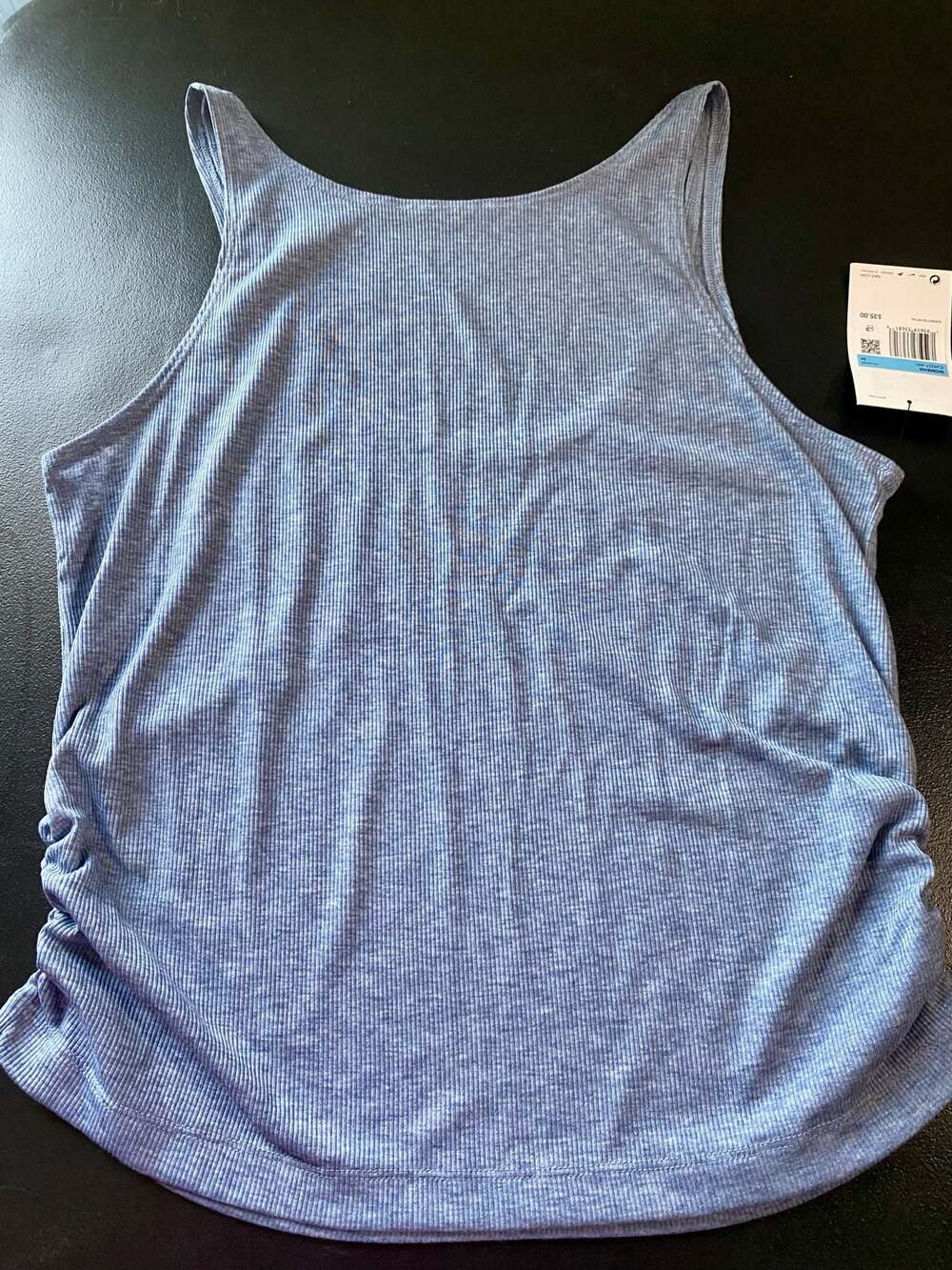 Nike Women's Training Ribbed Scoop Neck Tank Top Light Blue Heather (CJ4217-491) - Picture 4 of 4